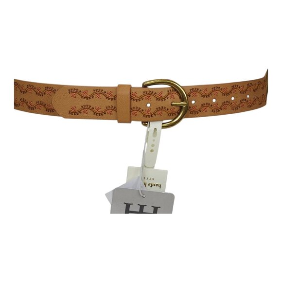 Haute Hippie Tan Leather Belt With Gold Buckle Womens Size M Vachetta - Picture 2 of 12